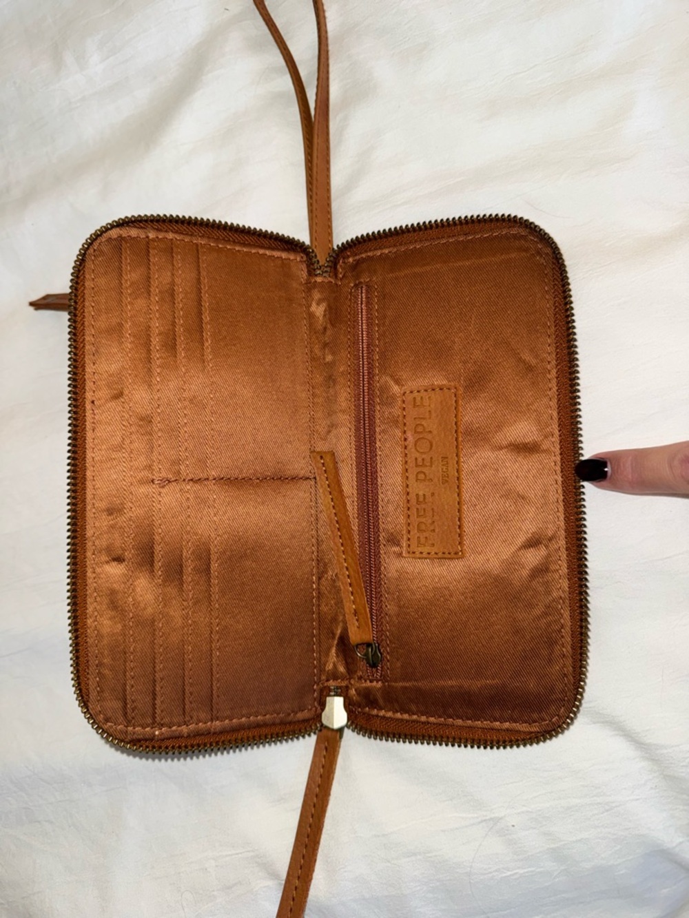 Free People Tan Leather Zip Wristlet Wallet - Picture 5 of 8